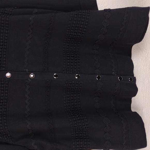 Charter Club Woman Black Crochet Textured Short Sleeve Button Up Cardigan Top - Picture 3 of 14